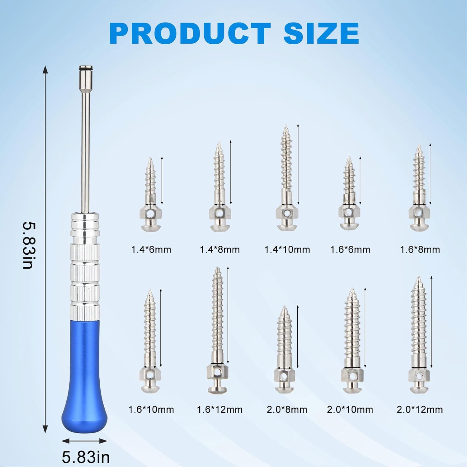 Micro Im/plant Screw Kit, 10Pcs Micro Anchorage Screws and Stainless Steel Screwdriver Wrench, Detachable Design for Teaching Applications HZKD-01