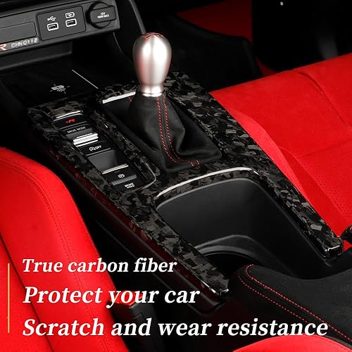 Miniatura 8 de JSWAN Cubierta del panel de palanca de cambios de la consola central de fibra de carbono real, marco del panel de control central para 11 generación