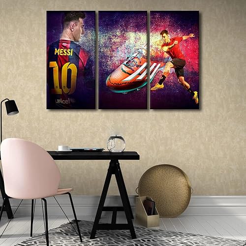 Miniatura 202 de TISHIRON 3 paneles CR7 Cristiano Ronaldo - Póster en lienzo para decoración de pared, pelota deportiva, casa moderna, para club, arena, sala