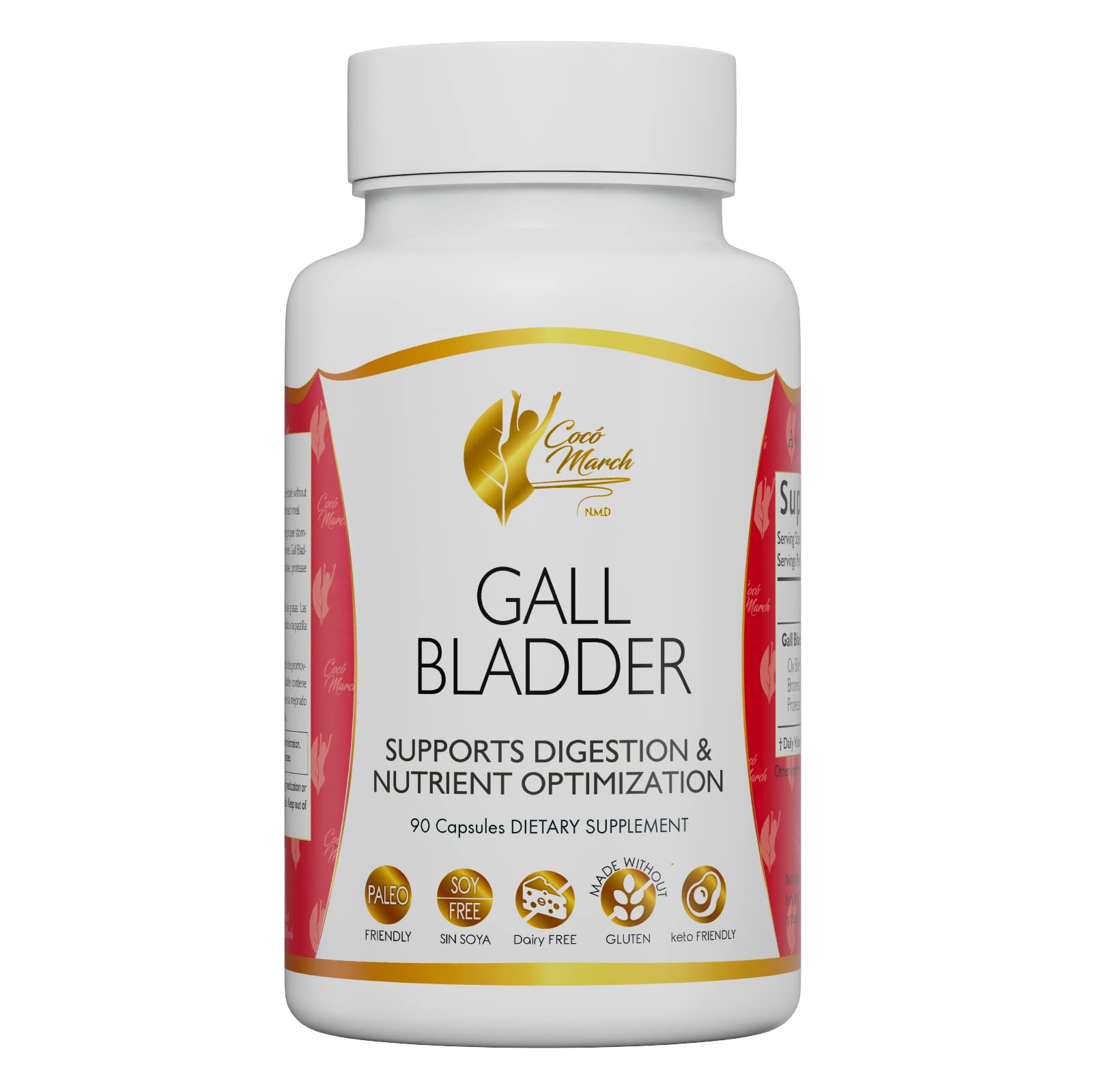 Coco March Gall Bladder Formula-Ideal After Gall Bladder Surgery-Gluten Free, Soy Free, Dairy Free, Keto Friendly, Paleo Friendly, 90 Capsules-90 Servings Supports Digestion and Nutrient Optimization