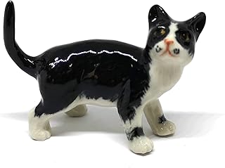 ZOOCRAFT Porcelain Black Cat Figurine Handmade Dollhouse Miniatures Ceramic Pottery