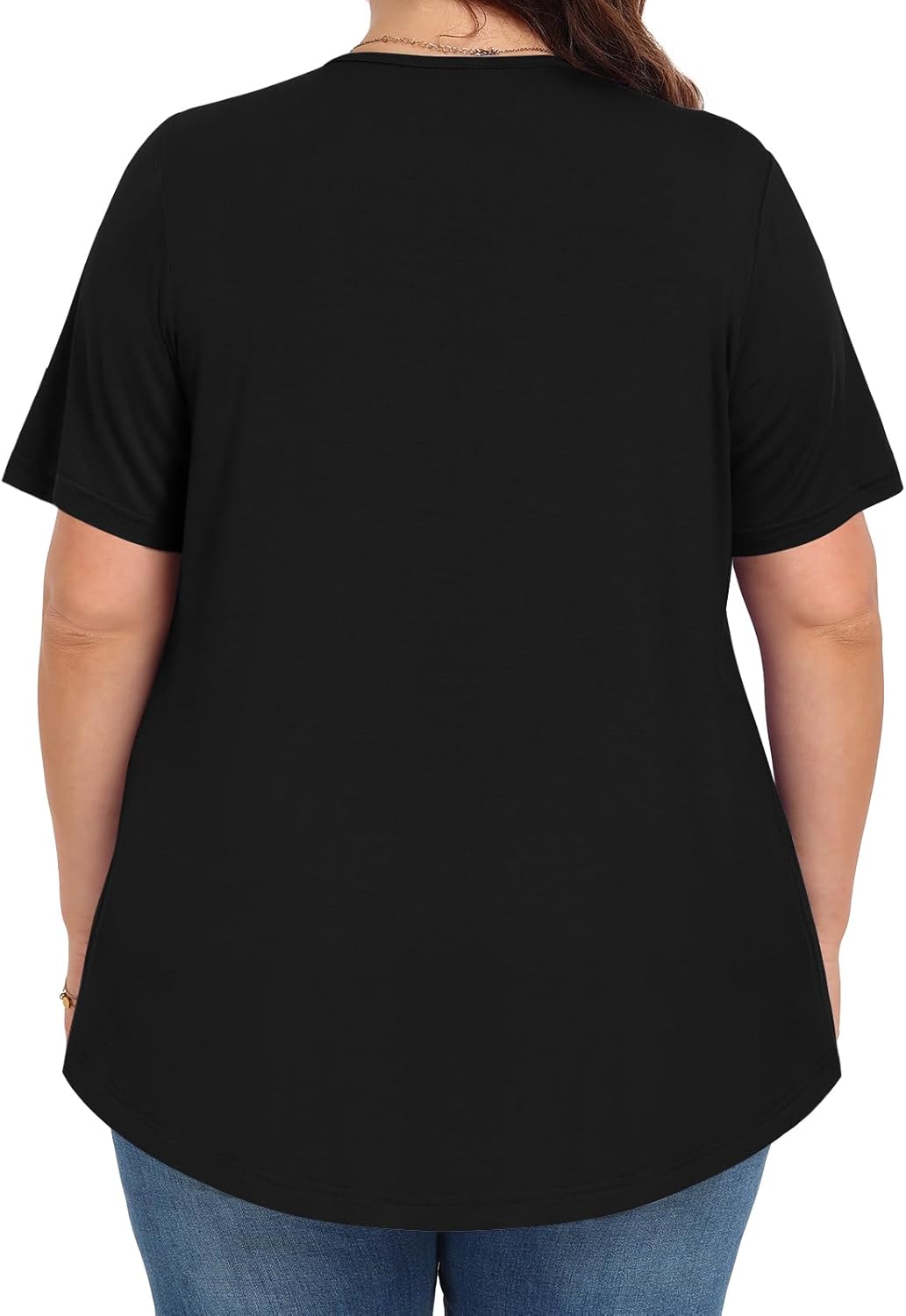 Womens Plus Size Tops Summer Shirts Tunic Short Sleeve Crew Neck Loose Fit Blouse 1X-5X - Image 4