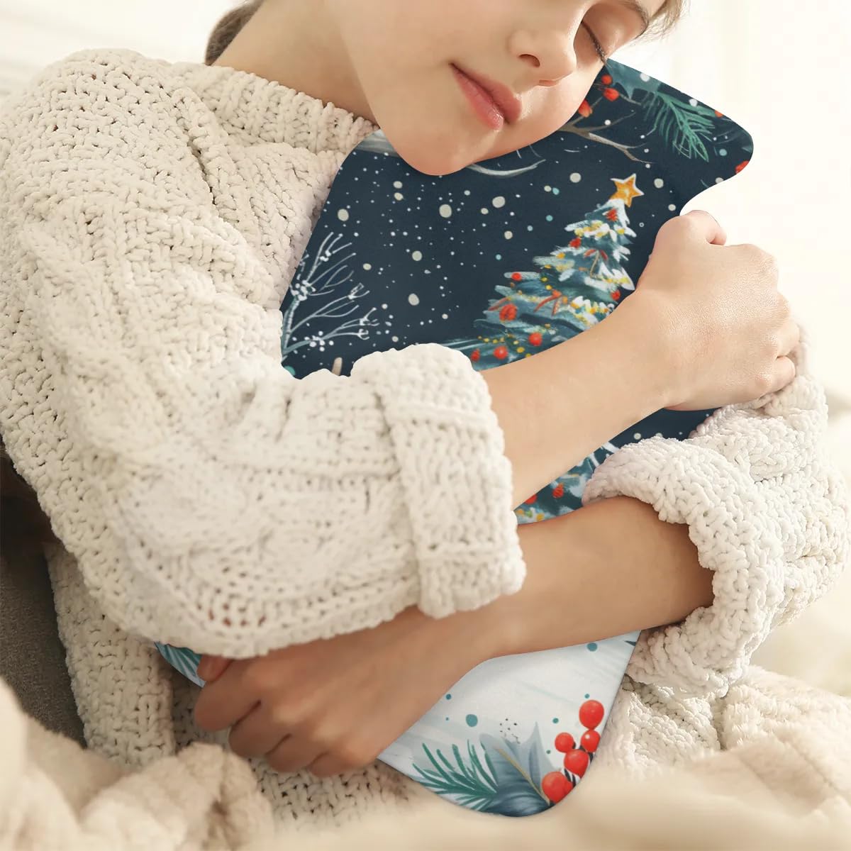 Hot Water Bottle with Soft Cover,2L Abstract Tree Hot Water Bag for Hot and Cold Compress, Hand Feet Warmer, Xmas Tree Rubber Hot or Cold Water Bottle Halloween Christmas Decorations