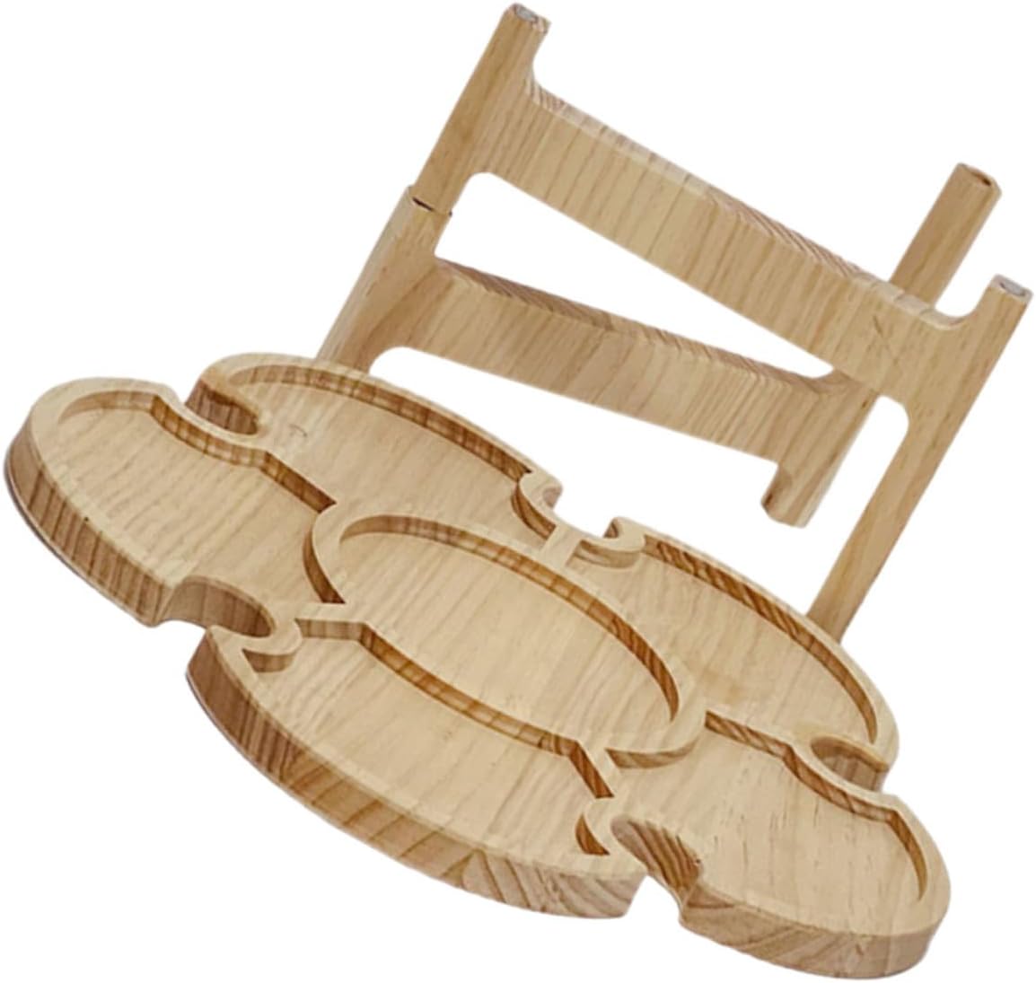 Hemoton Portable Foldable Wine Table with Wooden Tray, 35cm Diameter Petal Shape, Outdoor Picnic and Beach Folding Beverage Rack for Camping and BBQ