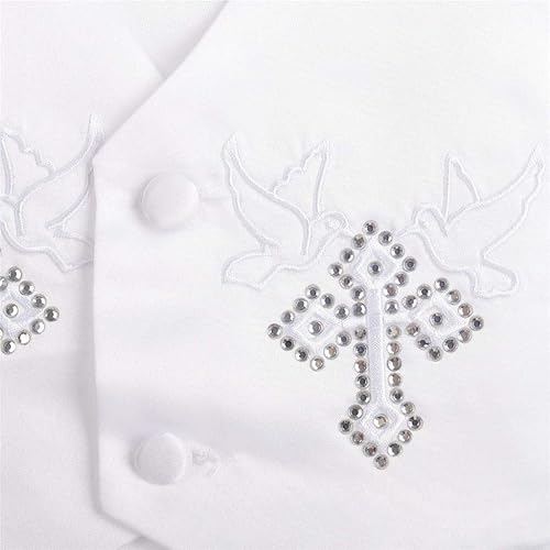 Miniatura 6 de Lito Angels Ropa de bautizo para bebés y niños, trajes de bautismo con gorro de manga corta y manga larga, traje blanco