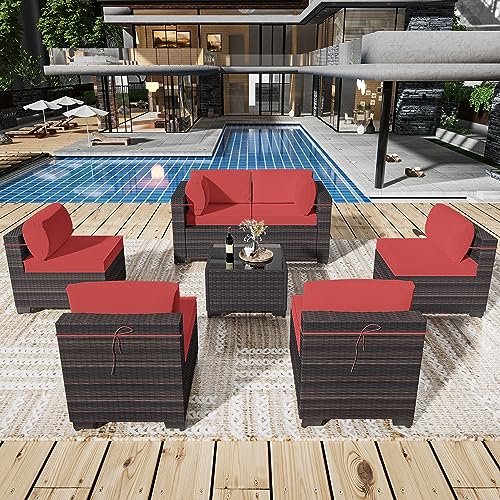 Outdoor-Patio-Furniture-Set-7-Pieces-Outdoor-Sectional-Furniture-Patio-Sofa-All-Weather-PE-Rattan-Patio-Conversation-Set-with-Tempered-Glass-Top-Table-CushionsRed