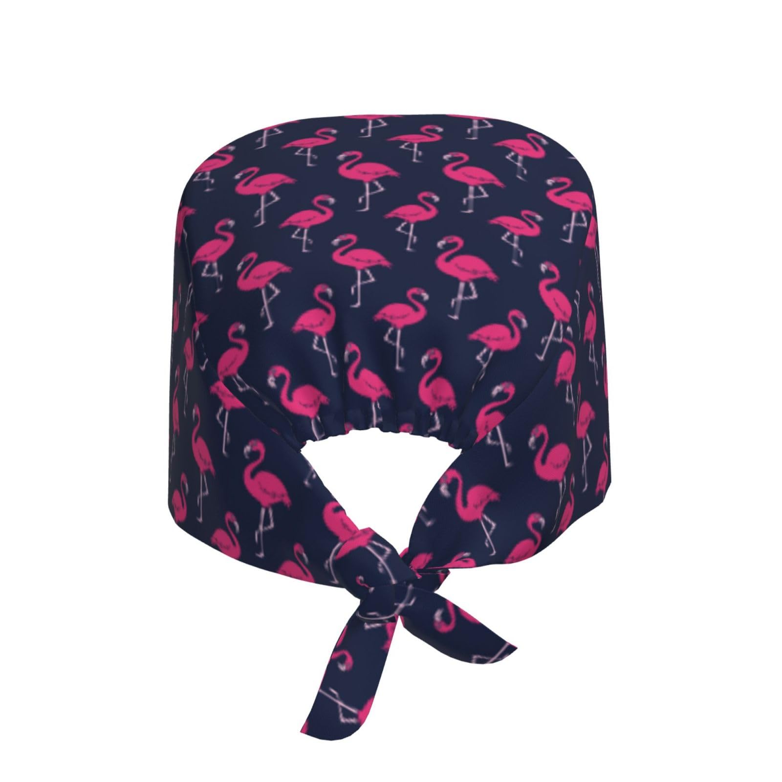 Kuilepa Cute Flamingo Print Working Caps With Sweatband Adjustable Working Hats Elastic Scrub Hats Nurse Scrub Cap