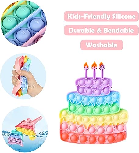 Miniatura 4 de HNSMART Juguete para ansiedad de gran tamaño con forma de piruleta de arco iris, es juguete sensorial de silicona para aliviar el estrés, alivio de