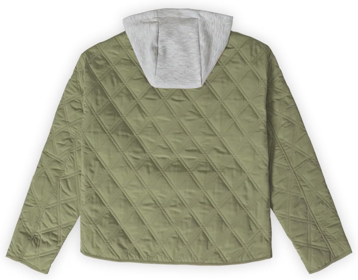 Design by Olivia Women's Contrast Hoodie Quilted Jacket Lightweight Casual Padded Outerwear Coat