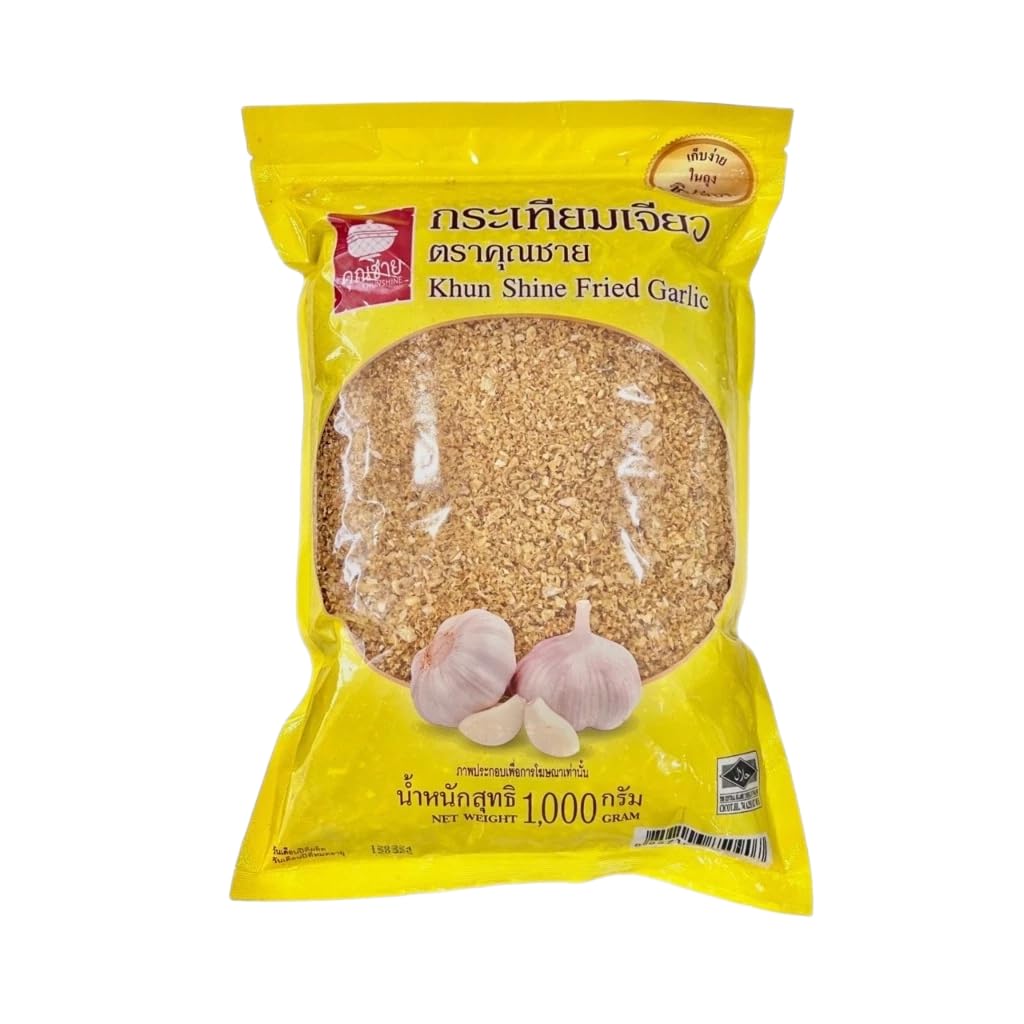 คุณชาย Crispy Fried Garlic, Toasted Golden Brown Garlic Flakes, Savory Topping for Ramen, Noodles, and Stir-Fry (1000g)