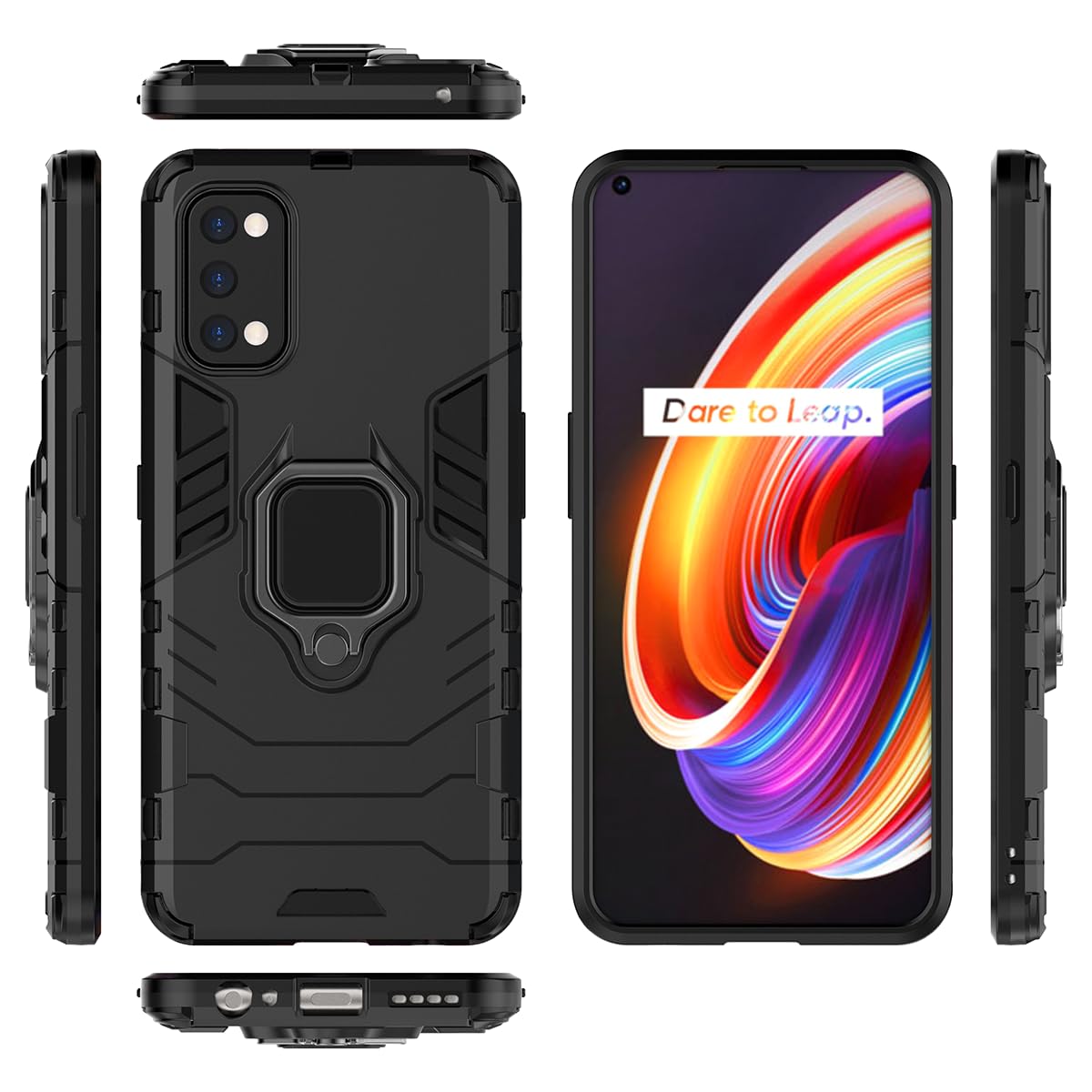 Funda Para Realme 7 Pro Con Anillo Soporte Y Placa Magnética - Protección Antigolpes, Soporte Para Coche