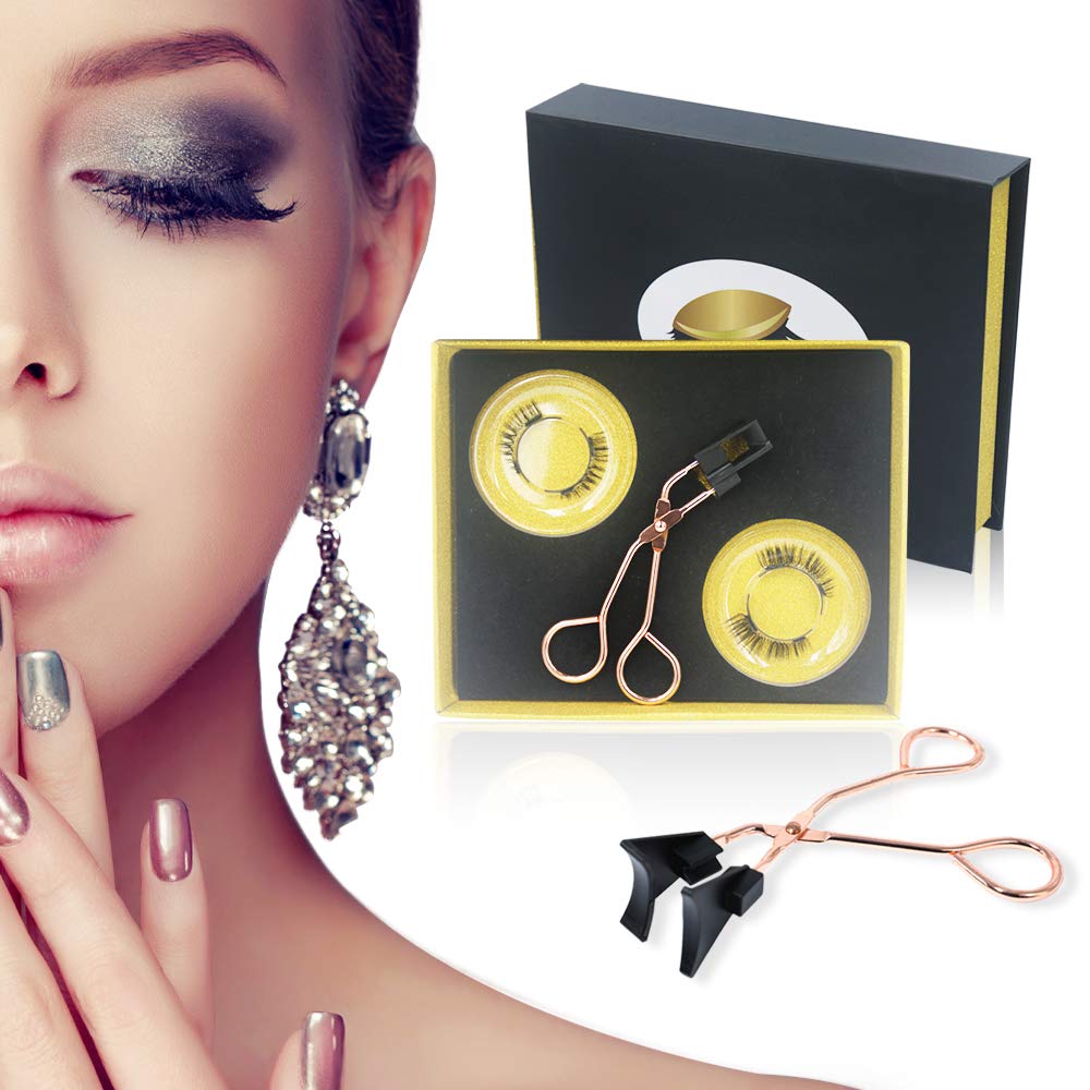 Davocy Magnetic Eyelashes Applicator Tool Kit, Magnetic Eyelashes without Eyeliner, Glue-free Magnetic Eyelash Clip & Eyelashes Set with 2 Pairs Soft Magnetic False Eyelashes with Manual Natural Looking