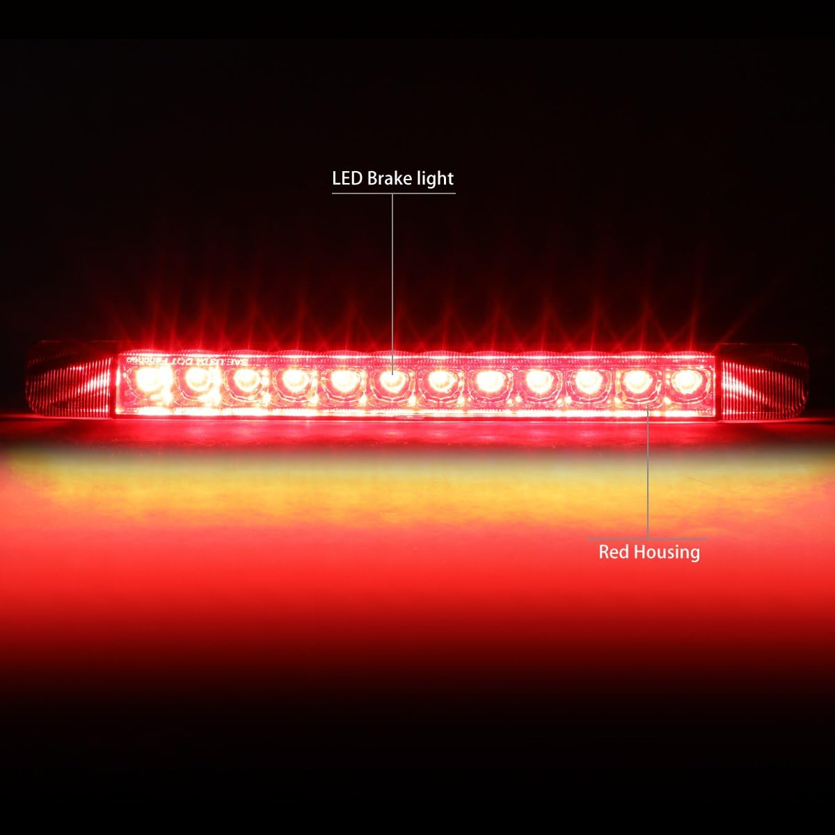 DNA MOTORING 3BL-4RUNNER10-LED-BK-SM Black Housing LED Third Tail Brake Light [Compatible with 10-16 4Runner / 14-16 Highlander / 10-15 Prius / 12-16 Prius C / 12-16 Prius V / 11-16 Sienna]