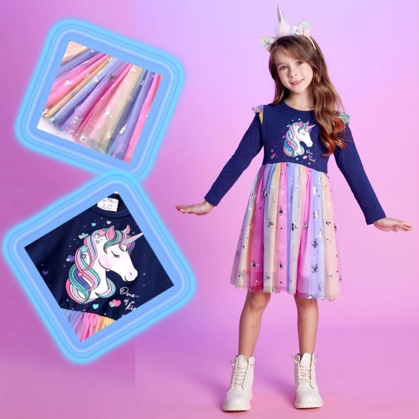 VIKITA Girls Dresses Winter Long Sleeve Party Gifts for Girls 3-7 Years - Image 4