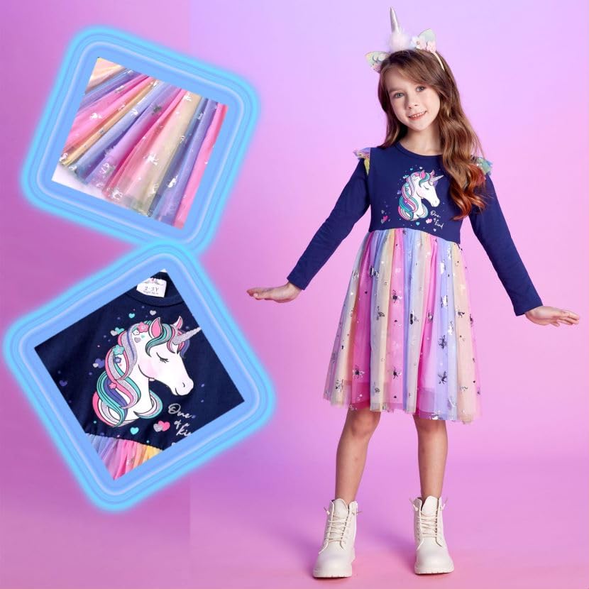 VIKITA Girls Dresses Winter Long Sleeve Party Gifts for Girls 3-7 Years4