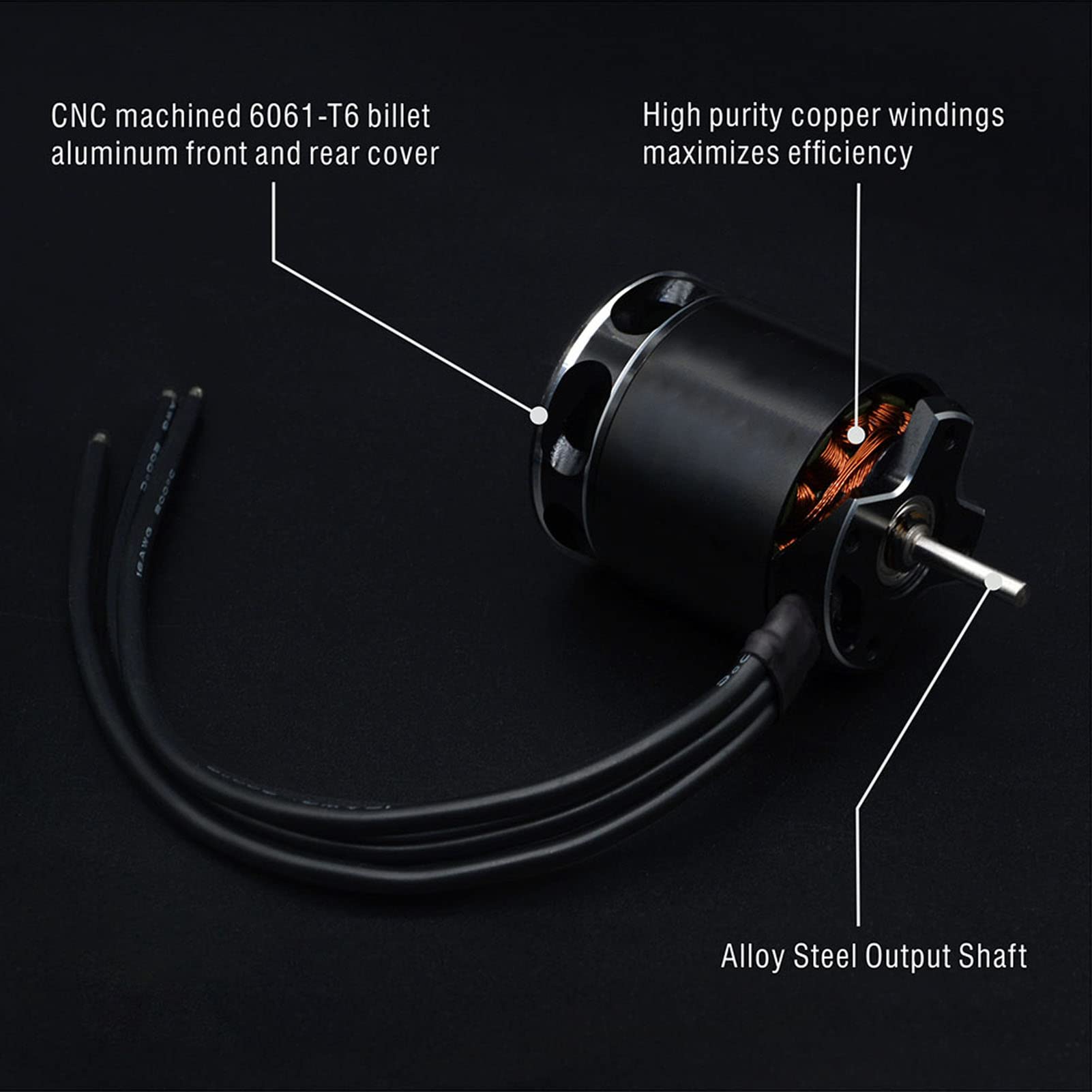 Cryfokt 2500KV High Torque Black Outrunner Brushless Motor for 1/10 RC