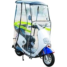 Motorcycle Scooter Rain Canopy, Full Coverage Waterproof Windproof Shelter, Clear Transparent E-Bike Cover with Reflective Strips for Electric Bikes