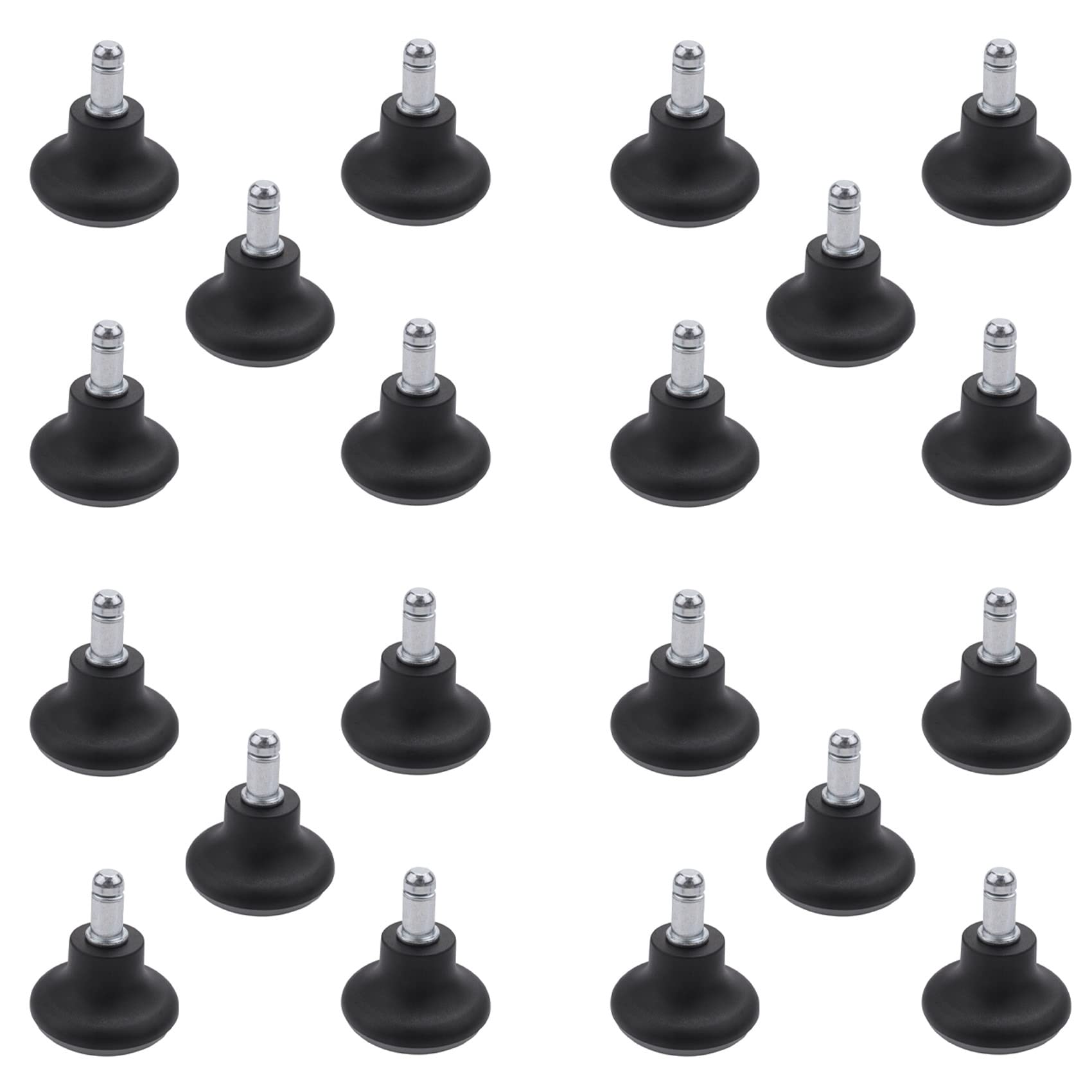 Jnchdghwa Black& Gray 20Pcs Bell Glides Replacement Chair Wheels Stopper Chair Swivel Caster Wheels, 2 Inch Stool Bell Glides