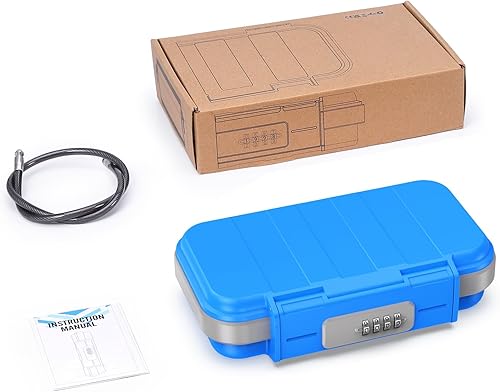 Miniatura 8 de AMIR Caja de seguridad portátil, caja de seguridad de combinación con código, mini caja de seguridad de viaje antirrobo impermeable con cadena