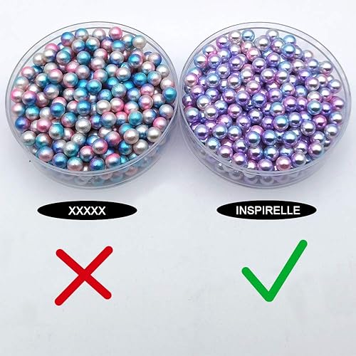 Miniatura 10 de INSPIRELLE 210 perlas de imitación de plástico ABS pulido marfil de 0.55 pulgadas sin perforar para rellenos de jarrón, cuentas de maquillaje sin