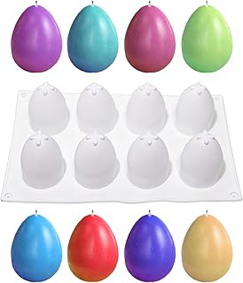 8 Cavity Silicone Egg Molds - Easter Egg Shaped Fondant Mold for Chocolate, Candy, Ice Cream, Mousse Cake, Soap, Resin, Lotion Bar, Ice Cube