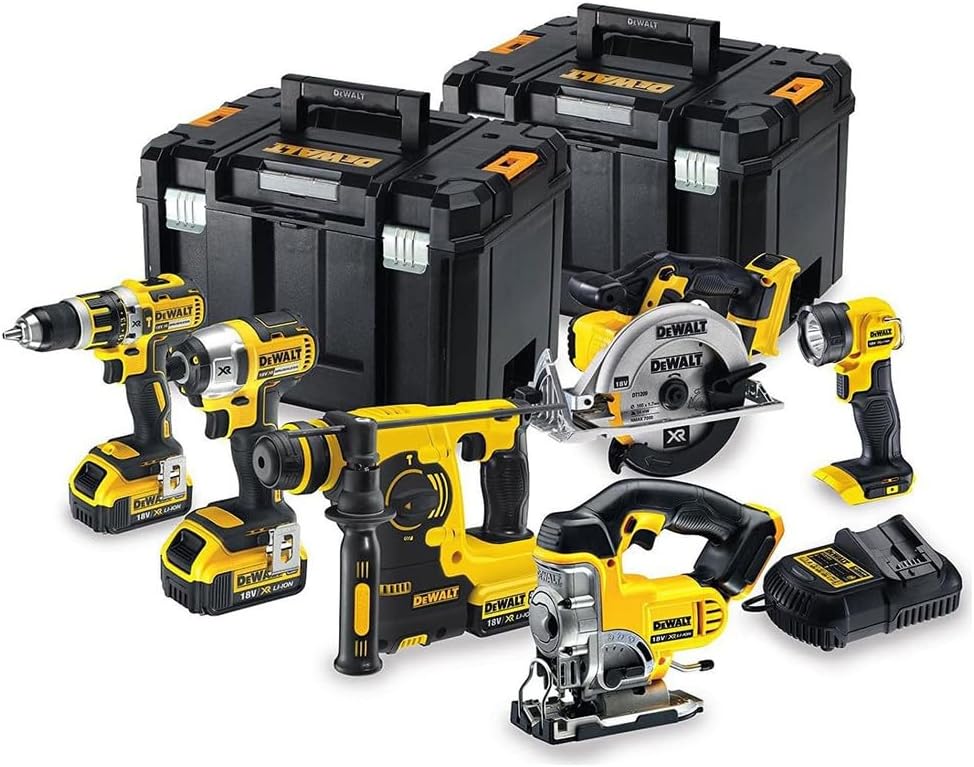 DCK699M3T 18V 6 Piece Cordless Kit (3 x 4Ah Batteries) 2 x Tstak Kitboxes, 240 V, Multi, Large