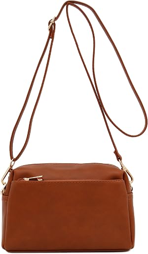 FashionPuzzle Triple Zip Small Crossbody Bag