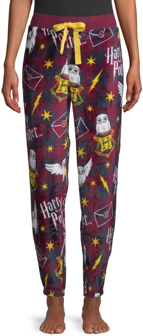 Richard Leeds International Women's Harry Potter Hedwig Superminky Fleece Jogger Sleep Pants, (3XL 22W/24W) Merlot