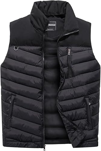 Msmsse Chalecos de invierno para hombre, chaleco acolchado con capucha extraíble para hombre