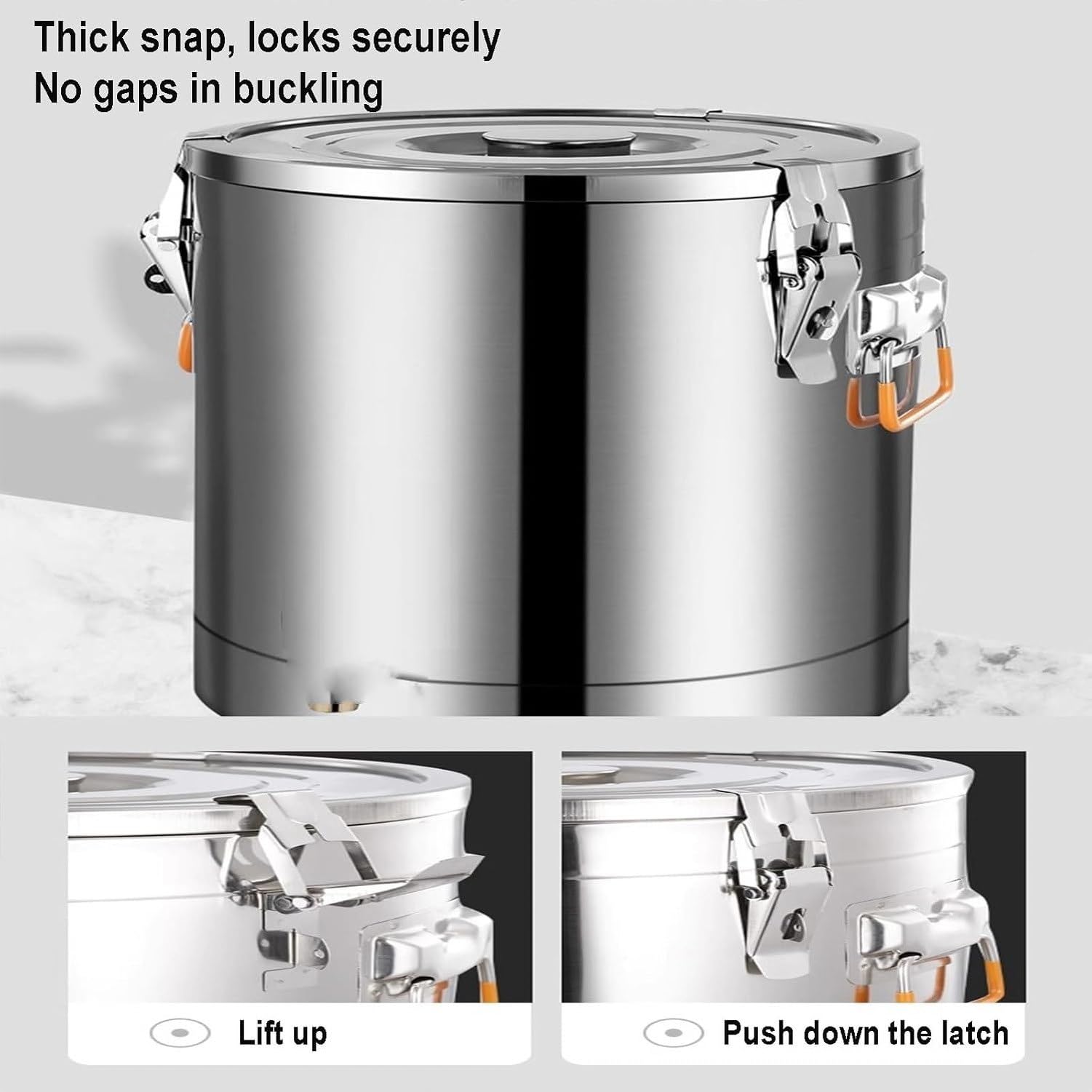 Barril Aislado de Acero Inoxidable 304, Cubo para Leche y dispensador de Bebidas isotérmico de 10L para Almacenamiento y Consumo, Plata, 40L