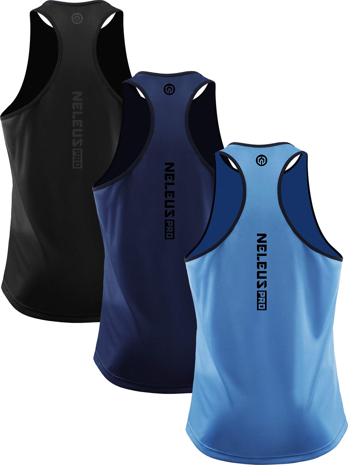 NELEUSMen's 3 Pack Running Tank Top Dry Fit Y-Back Athletic Workout Tank Tops
