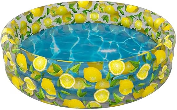PoolCandy 4 Person Deluxe Inflatable Pool in Lemon Print 78"" X 78"" X 15"", PC6090LEM