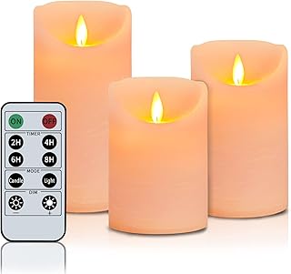 Incredle Flickering Flameless Candles Battery Operated 4" 5" 6" Real Wax LED Candles with 10key Remote Cycling 24 Hours Timer 7 Colors Available for Wedding Christmas Home Party Pink