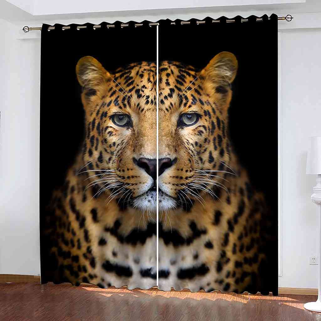 Rideau occultant anti-lumière et bruit motif léopard 264x160 cm