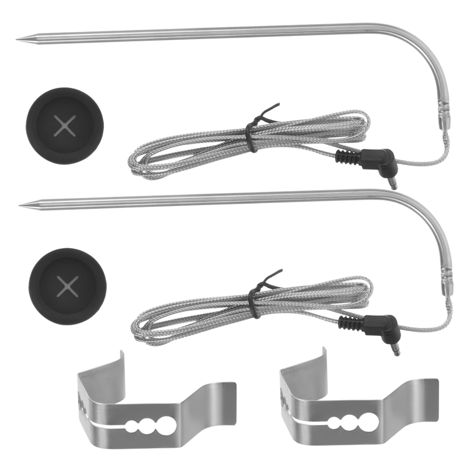 VANZACK 2 Sätze Bbq Temperaturfühler Hochtemperaturbeständiger Grillthermometer mit Silikongriff für Fleisch und Lebensmittel Präziser Temperatursensor für Grill