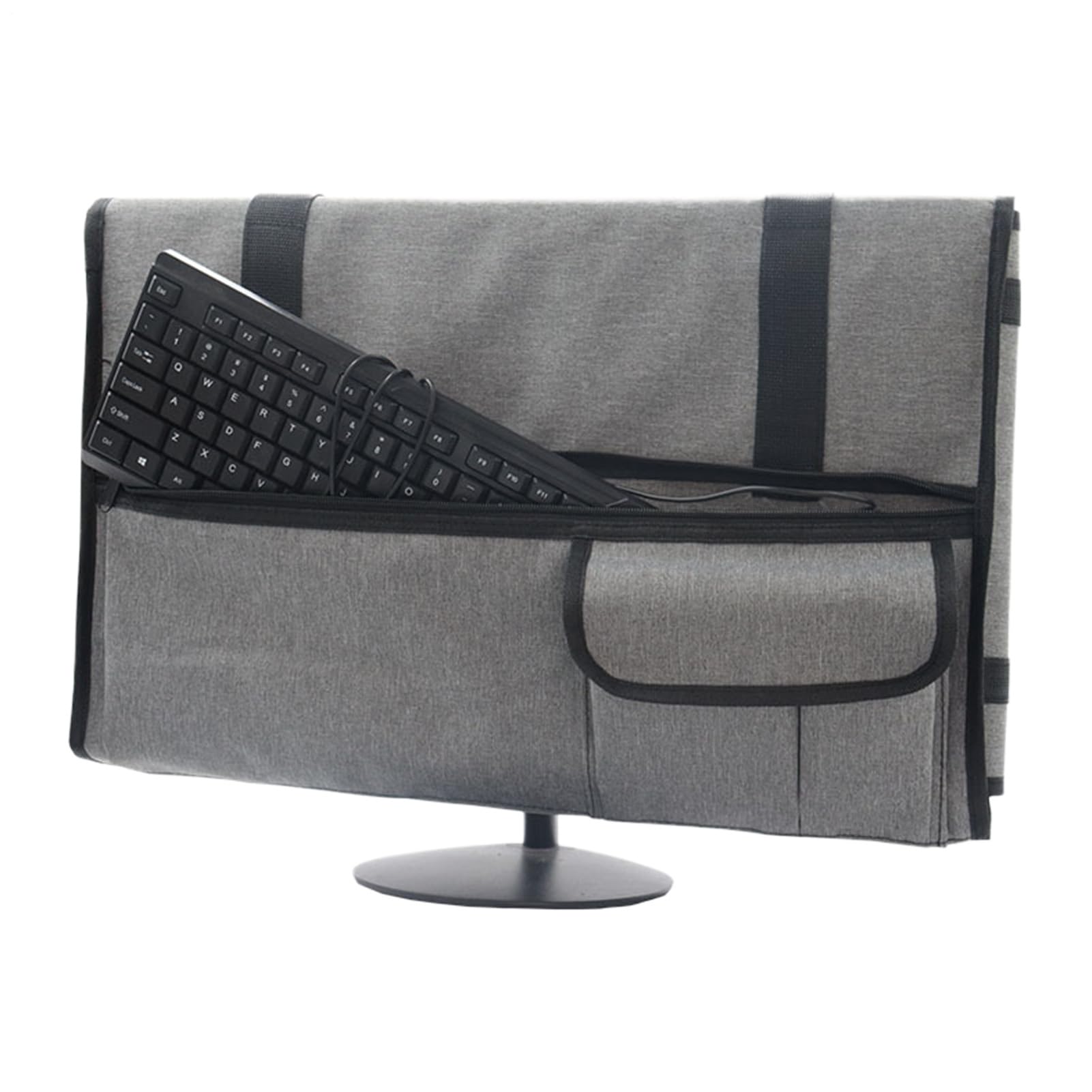 Funda portátil para monitor acolchada que organiza cables y teclado