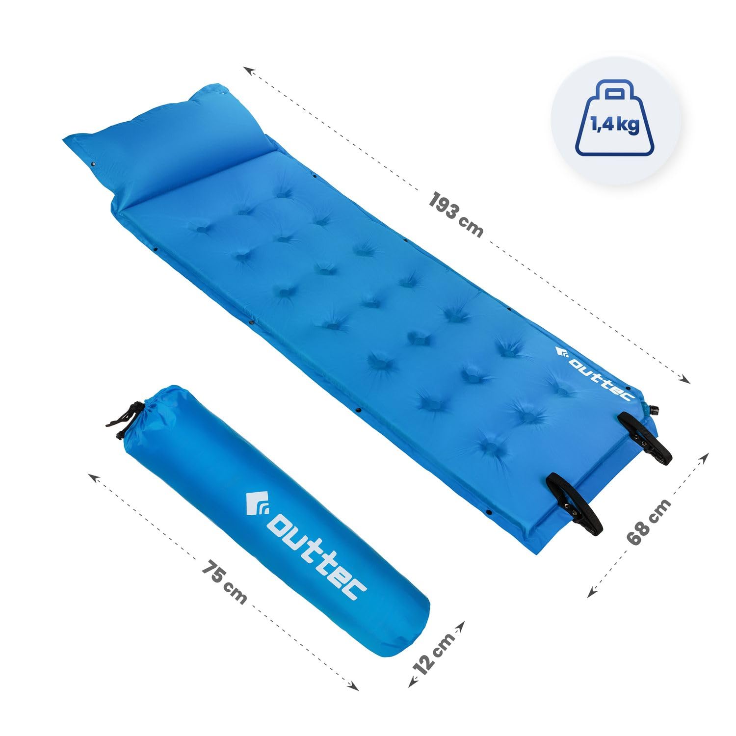 Materassino da campeggio autogonfiabile Materassino ad aria con cuscino - Materasso da viaggio - 193x68x3,5 cm - Materassino ad aria ultraleggero impermeabile per esterno