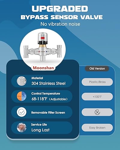 Miniatura 2 de Bomba de recirculación de agua caliente instantánea con válvula de derivación ajustable de acero inoxidable para calentadores de agua de tanque,