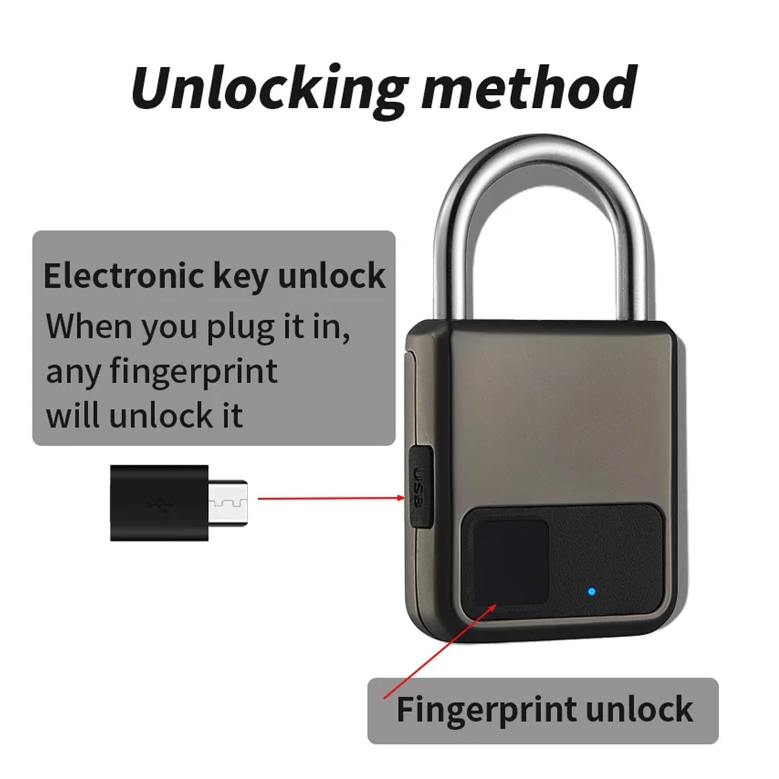 Cadenas À Empreintes Digitales, Clé Électronique Portable, Déverrouillage De Sac, Serrure Bagages, Étanche, Rechargeable par USB, Compatible Intérieur Et Extérieur(Champagne Gold)