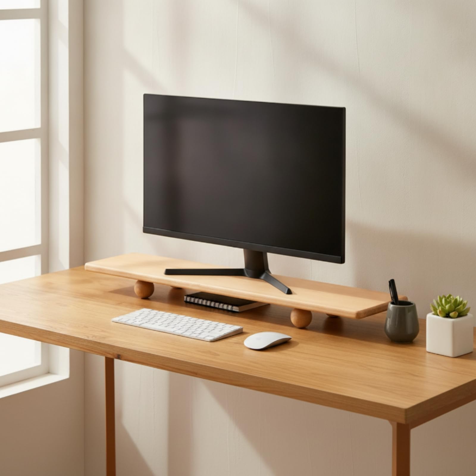 Baoblaze Supporto da Scrivania Rialzo Pc Piattaforma Schermo Mensola Laptop Legno Nera Solido Profilo Liscio Antiurto Solleva Alla Giusta Altezza Adatto per, Noce Nero, 120 20 5