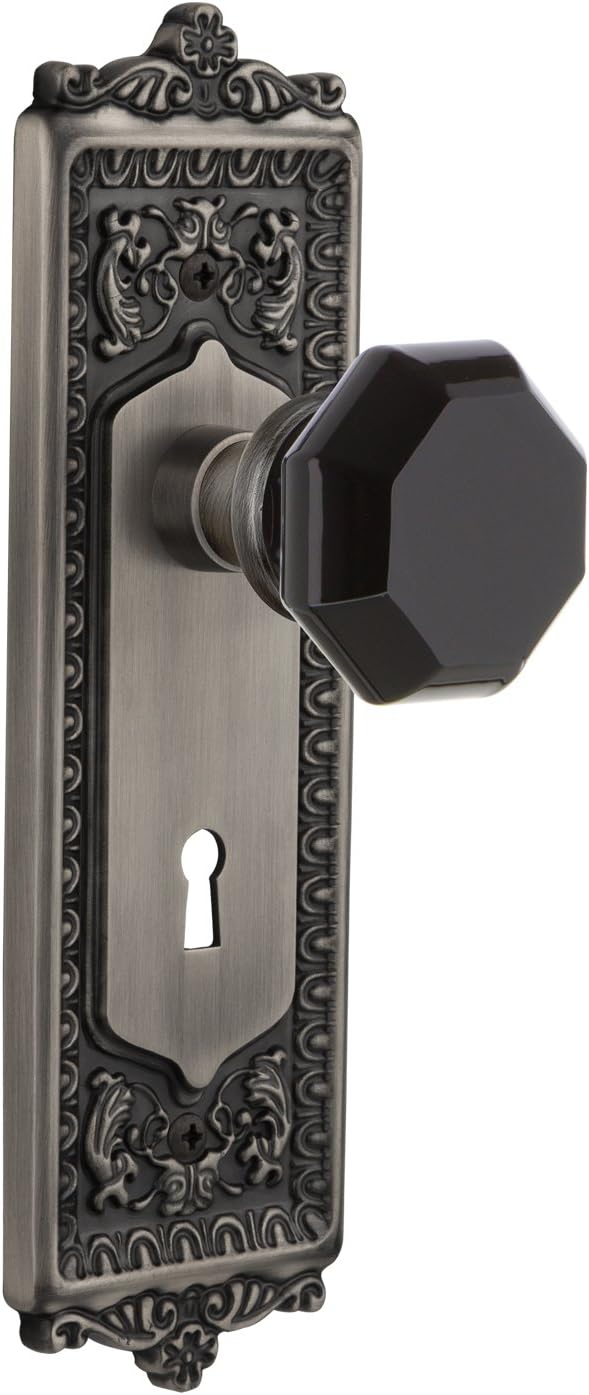 Nostalgic Warehouse 722342 Egg & Dart Plate Single Dummy Waldorf Black Door Knob in Oil-Rubbed Bronze