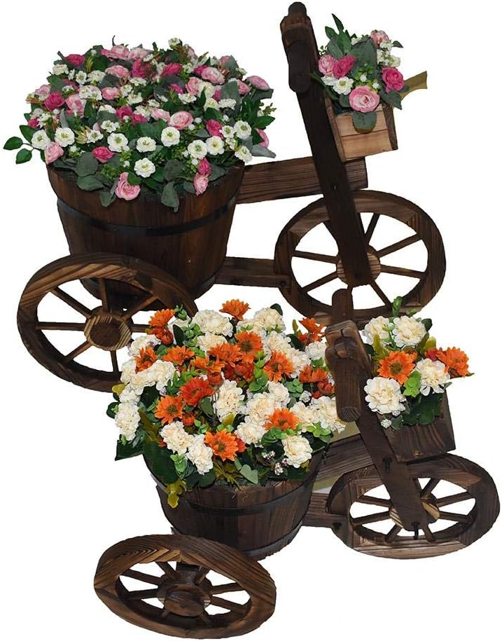 Yatai DecorHome,garden,shop,market,company Decoration Artificial Plants Tricycle-shaped Wooden Flower Pot - Brown