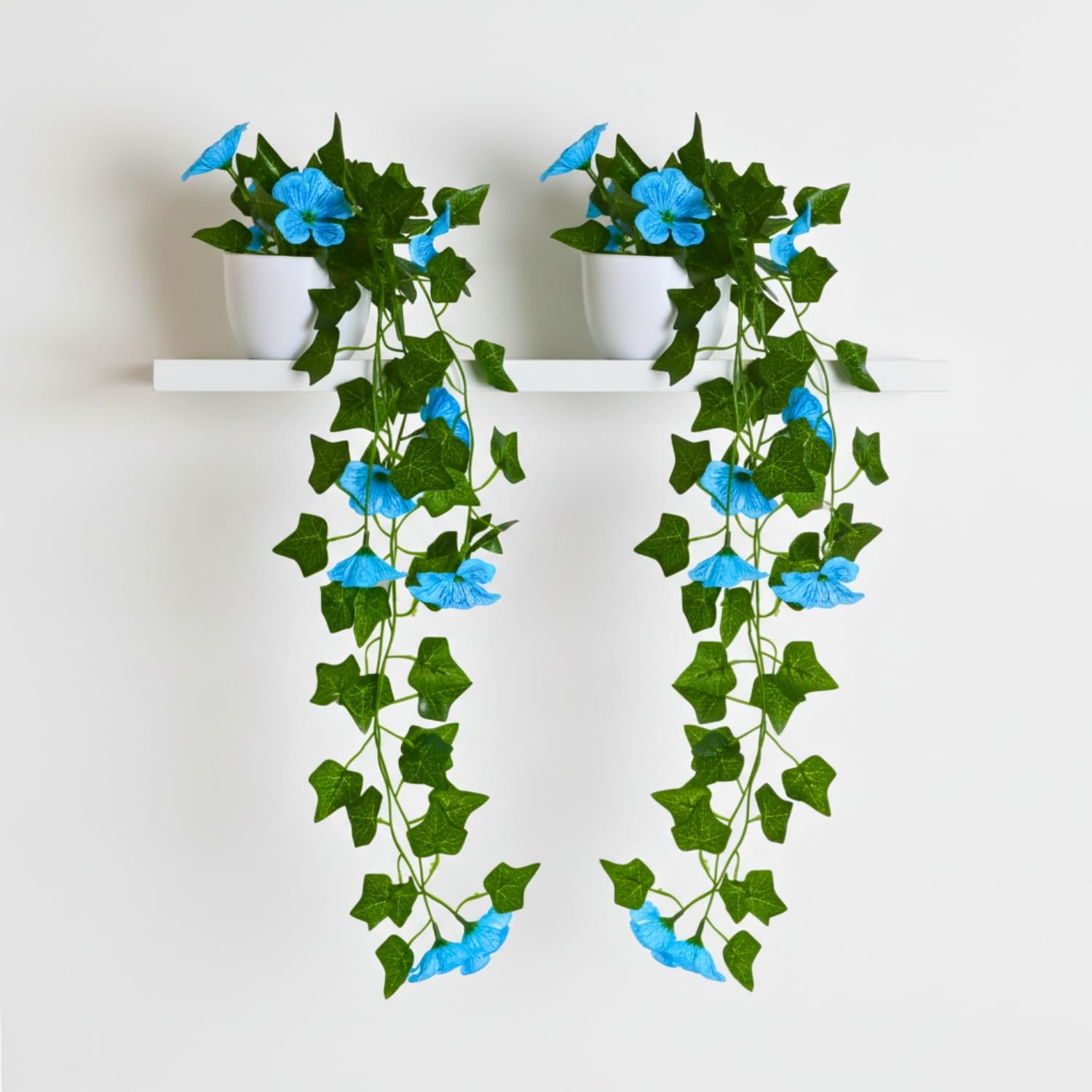 fancymart Artificial Petunia Flower Falling Leaves in Small Pot, 45 cm Height, Home Décor for Wall Shelves & Indoor Spaces