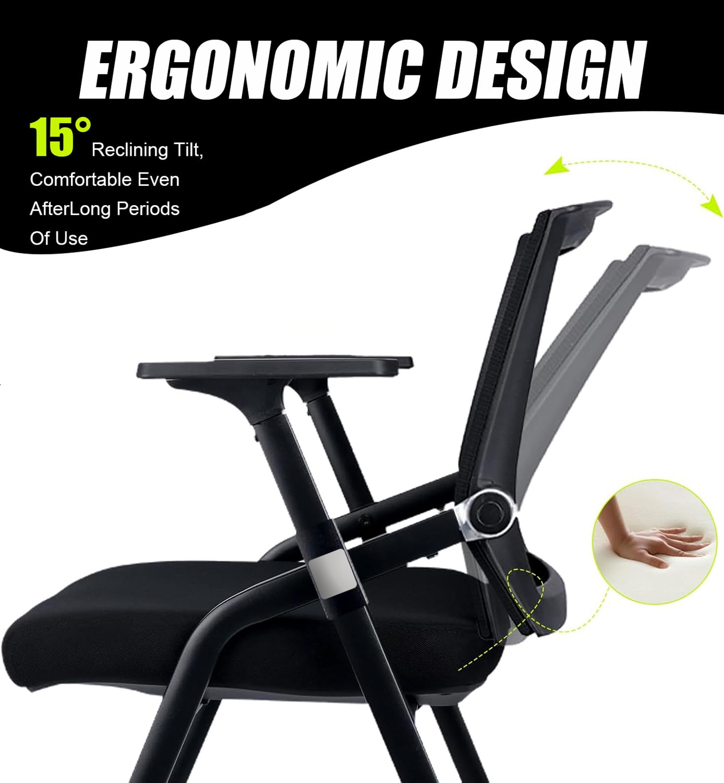Ergonomiczne składane krzesła biurowe z możliwością układania w stos, siatkowe, do sali konferencyjnej, wygodne krzesła dla gości i recepcji, 6-pak na spotkania i imprezy