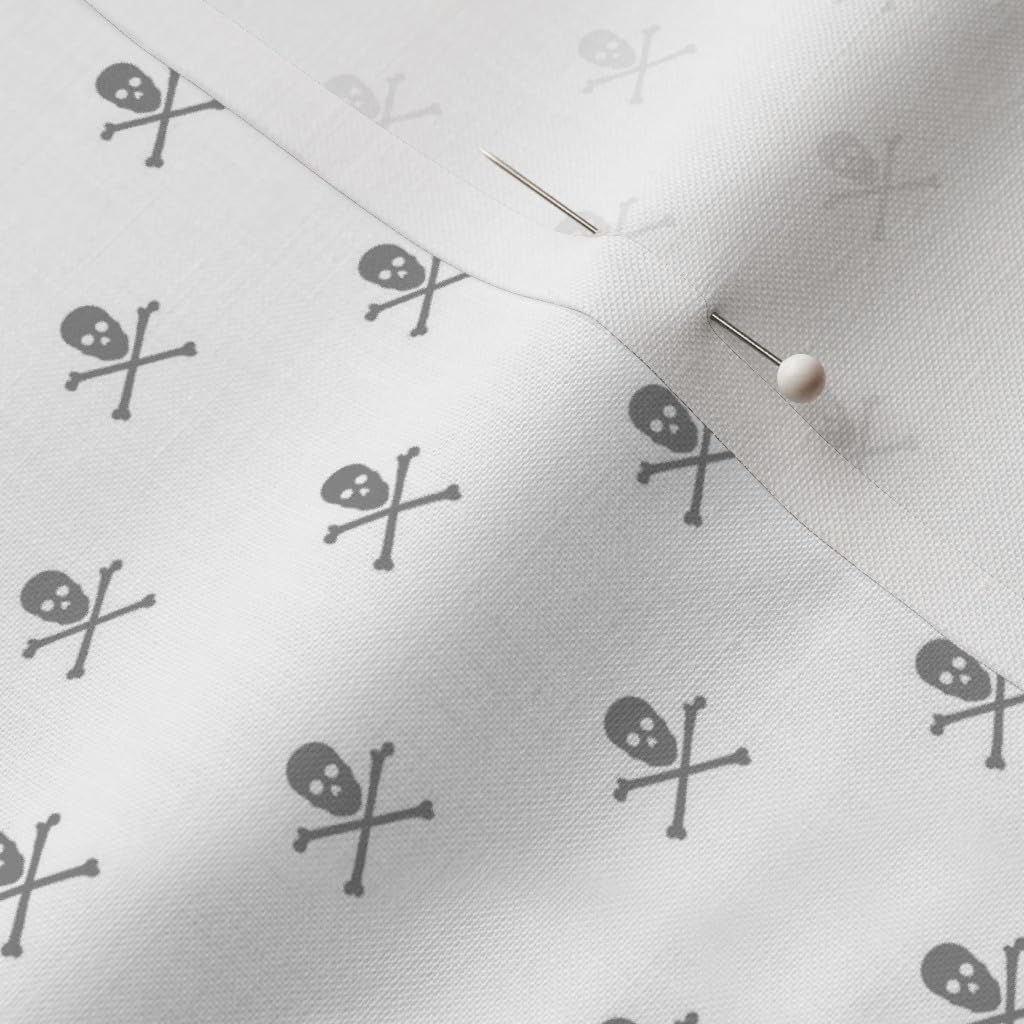 Spoonflower Fabric - Spooky Skeleton Skull Crossbones Halloween Pirate Tiny Scale Creepy Printed on Petal Cotton Fabric Fat Quarter - Sewing Quilting Apparel Crafts Decor