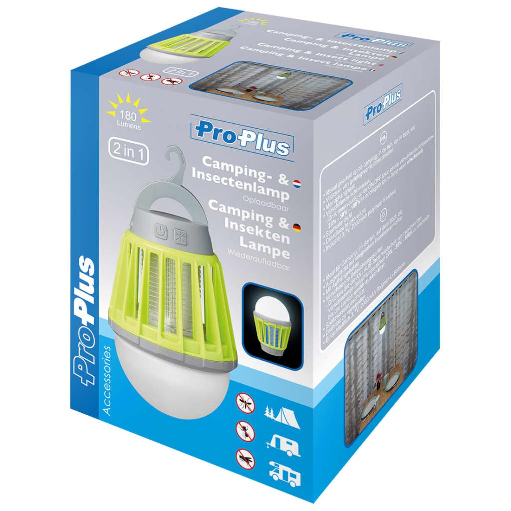 ProPlus Lámpara de Insectos para Camping 2 en 1 Recargable