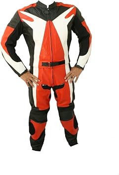 2pc Motorcycle Riding Racing Leather Suit w/Hard Padding & Armor New Track Suit