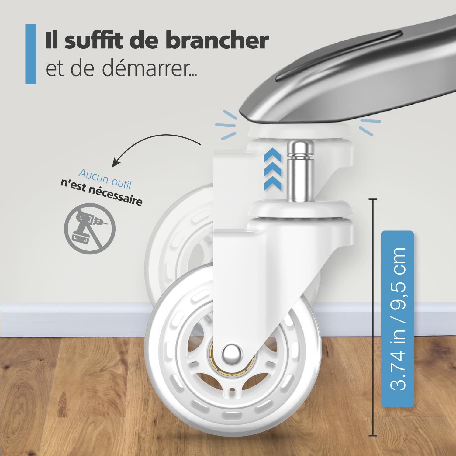 Randaco Jeu de 5 Roulettes de chaises de bureau 11 mm x 22 mm,Roulettes