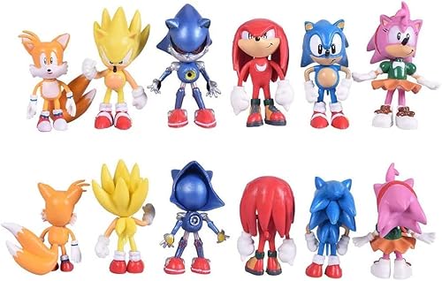 Miniatura 2 de Juguetes de figuras de acción sonicas, colección de figuritas, suministros para fiestas de cumpleaños, decoración de pasteles, regalos perfectos de