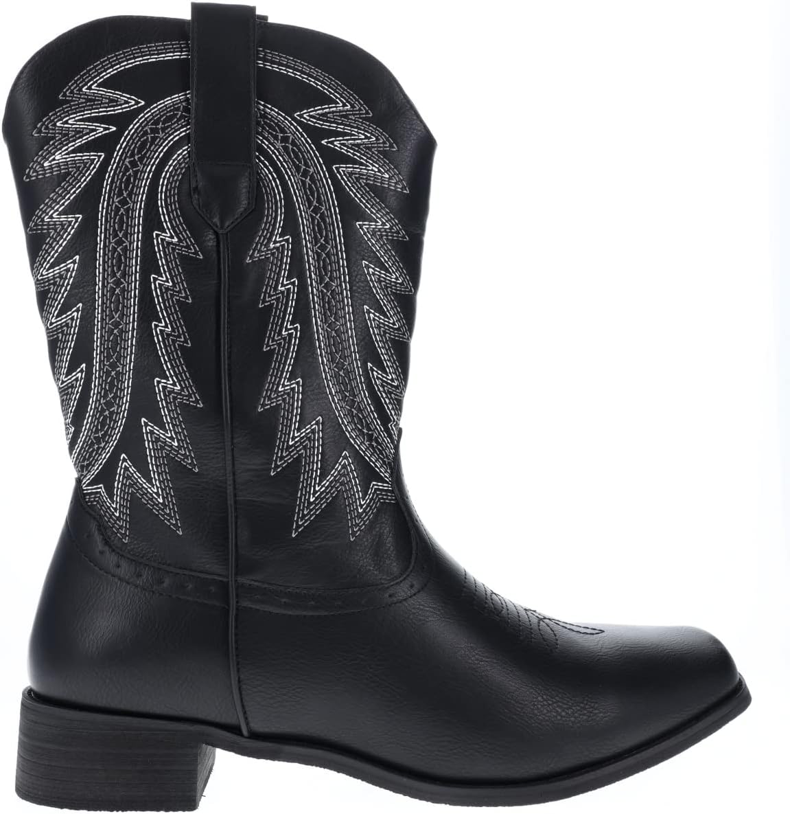 Searchers SC200917BKL Black Cowboy Boots for Men Square Toe Embroidered Western Boot Size Large, 10/11